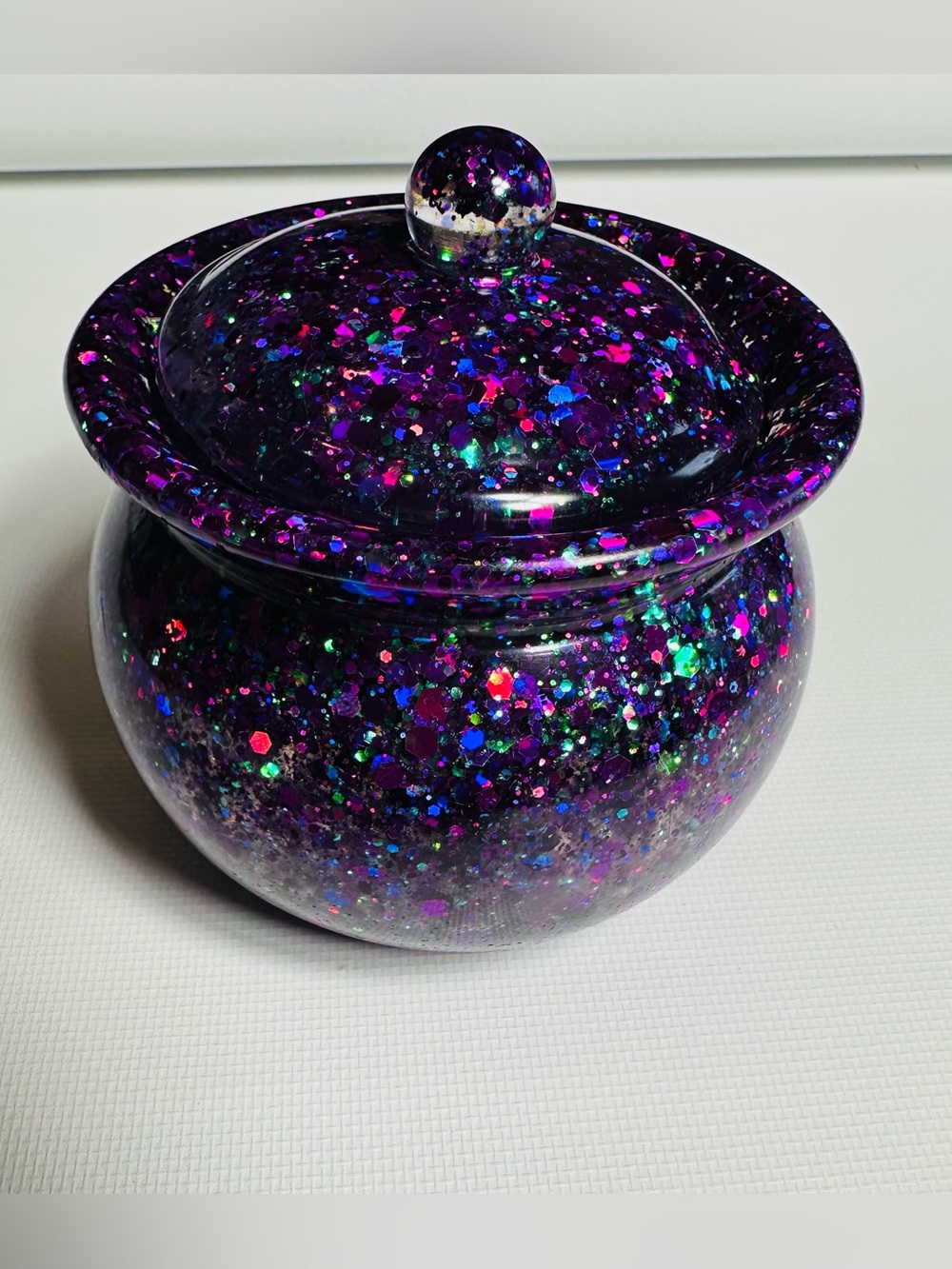 Glittery Purple Resin Jar with Lid